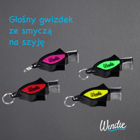 Głośny gwizdek ze smyczą na szyję