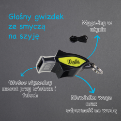 Głośny gwizdek ze smyczą na szyję